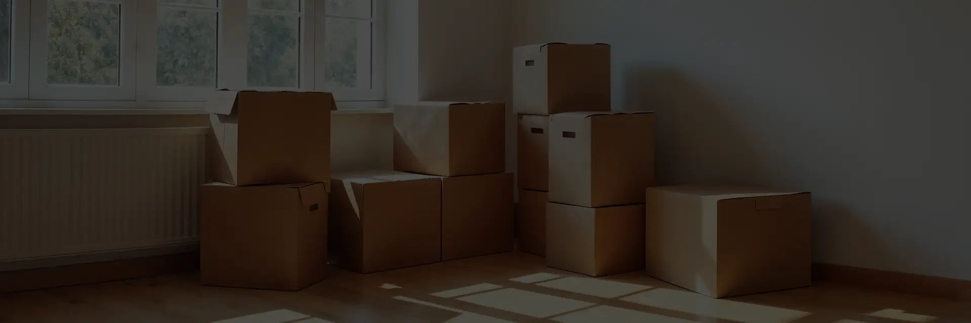 Moving boxes ready for pickup